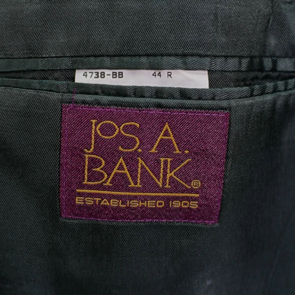 Jos A Bank Kent Tweed Wool Black Tan‎ Green Check 2 Button 1 Vent Sport Coat 44R
